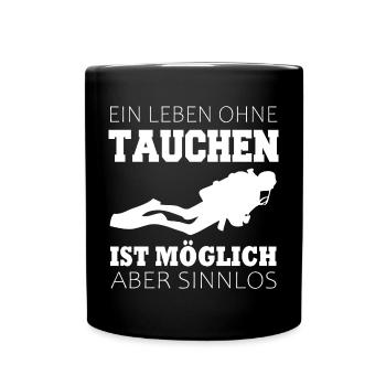 Taucher Tauchen - Tasse einfarbig - Schwarz - Vorne