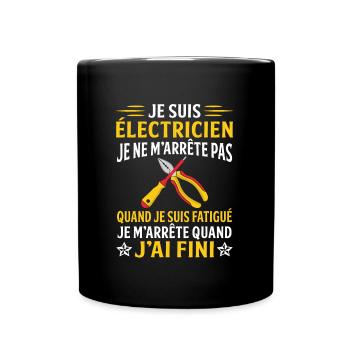 je suis électricien - Mug uni - noir - Devant