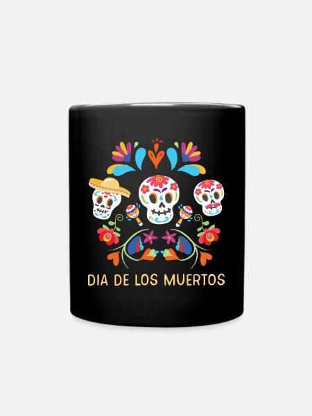 Calavera Day of The Dead Sugar Skull cadeau coloré - Mug uni - noir