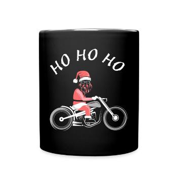ho ho ho t-shirt design motorrad santa funny biker - Tasse einfarbig - Schwarz - Vorne