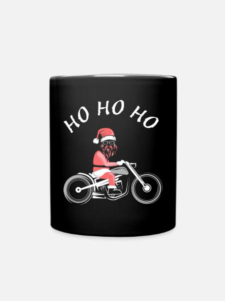 ho ho ho t-shirt design motorrad santa funny biker - Tasse einfarbig - Schwarz