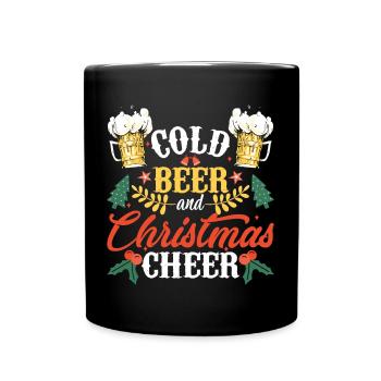 Cadeau drôle d'amant de bière de joie de Noël et de bière froide - Mug uni - noir - Devant