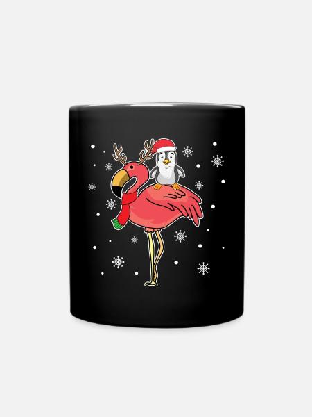 Noël rigolo pingouin renne flamant rose - Mug uni - noir