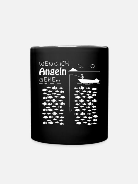 Wenn ich angeln gehe Lustiger Angler Spruch - Tasse einfarbig - Schwarz