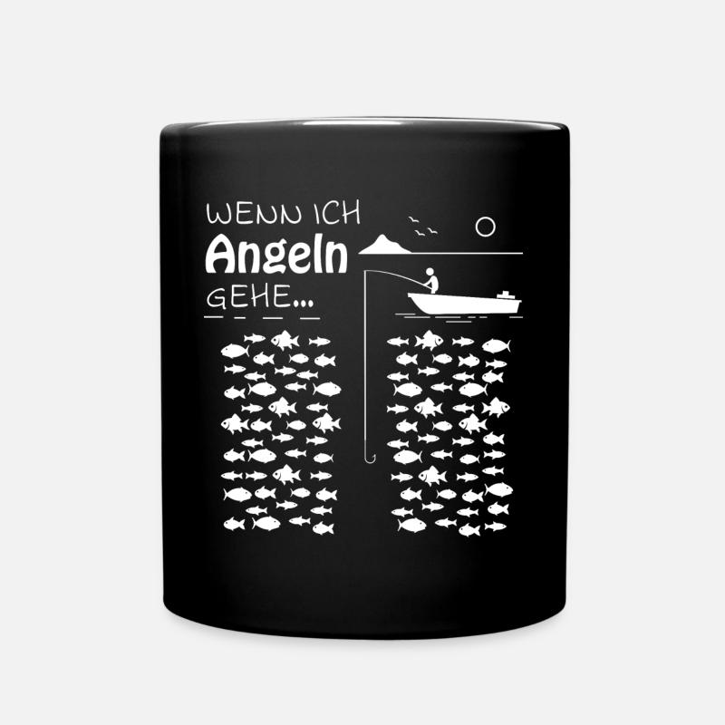 Wenn ich angeln gehe Lustiger Angler Spruch - Tasse einfarbig - Schwarz