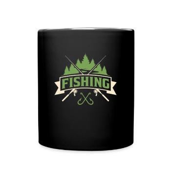 fishing fish fisher design - Full Colour Mug - black - Front