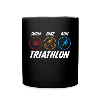 swim bike run triathlon - Tasse einfarbig - Schwarz - Vorne