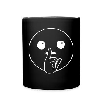 Emoji Leise Skizze weiß - Tasse einfarbig - Schwarz - Vorne