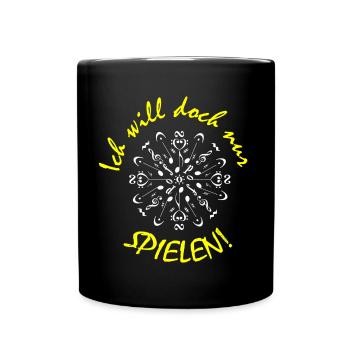 Notenmandala weiß,Mandala,Notenschlüssel,Musik - Tasse einfarbig - Schwarz - Vorne