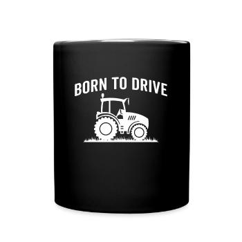 born to drive tractor - Full Colour Mug - black - Front