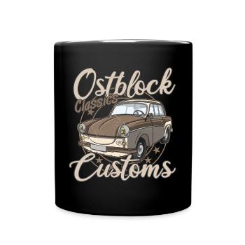 Trabi Trabbi  Pappe DDR Fahrzeug Classic - Tasse einfarbig - Schwarz - Vorne
