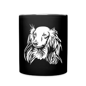 Dackel Kopf "Black Edition" - Tasse einfarbig - Schwarz - Vorne