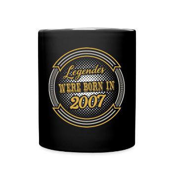 Geboren 2007 Geburtstag Geschenk - Tasse einfarbig - Schwarz - Vorne