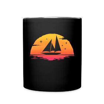 sunrise sailing captain sail t-shirt sailboat - Full Colour Mug - black - Front