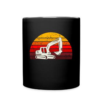 retro excavator t-shirt backhoe site - Full Colour Mug - black - Front