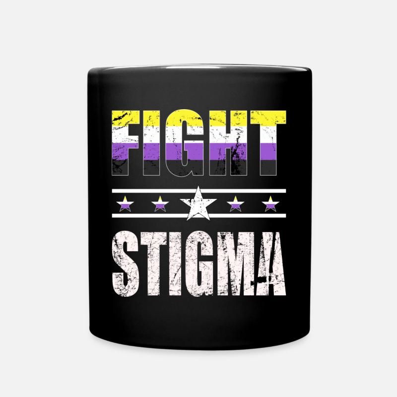 Fight Stigma - LGBTQ - Nichtbinär - Tasse einfarbig - Schwarz