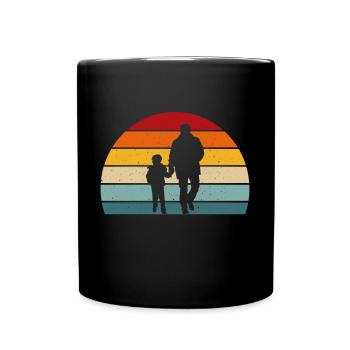 Vater und Sohn Geschenk Papa Sohn - Tasse einfarbig - Schwarz - Vorne
