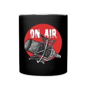 On Air Podcast Microphone Radio Show Presenter - Full Colour Mug - black - Front