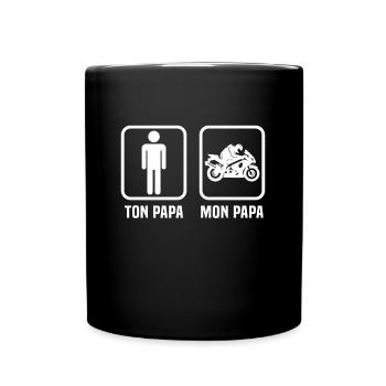 Enfant ton papa mon papa motard papa et fils - Mug uni - noir - Devant