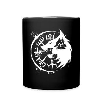 Fenrir Wolf - Vegvisir Valknut - Full Colour Mug - black - Front