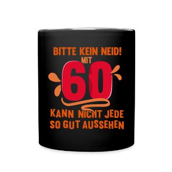 60. Geburtstag - Tasse einfarbig - Schwarz - Vorne