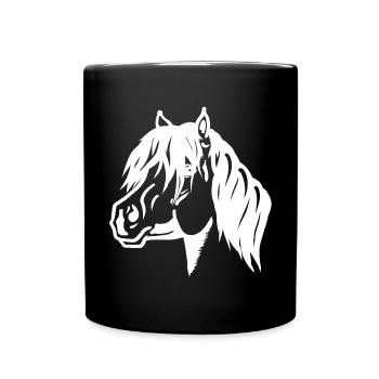 Portrait de poney blanc - Mug uni - noir - Devant