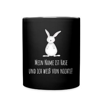 Mein Name ist Hase - Tasse einfarbig - Schwarz - Vorne