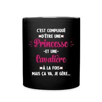 Compliqué princesse et d'être cavalière - Mug uni - noir - Devant