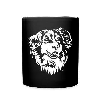 Australian Shepherd Head "Black Edition" - Full Colour Mug - black - Front