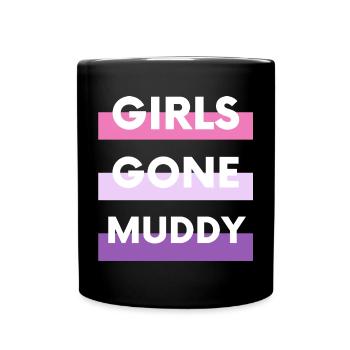 Muddy run shirt mud Matsch Lauf girl Team obstacle - Tasse einfarbig - Schwarz - Vorne