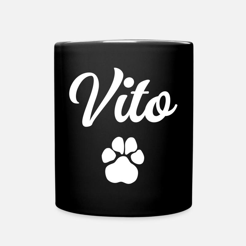 Hundename VITO mit Pfote - Tasse einfarbig - Schwarz