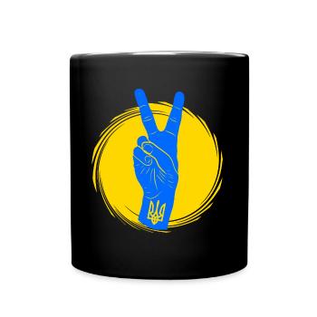 Ukraine yellow blue Support Victory - Full Colour Mug - black - Front