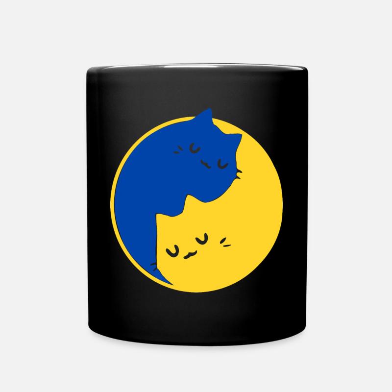 UKRAINE - PEACE - YIN YANG Katzen - Symbol - Tasse einfarbig - Schwarz