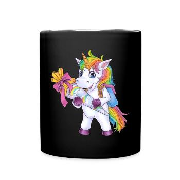 Niedliches Einhorn Zuckertüte Geschenk Einschulung - Tasse einfarbig - Schwarz - Vorne