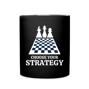 Schach, Schach, Schach und Mat - Tasse einfarbig - Schwarz - Vorne