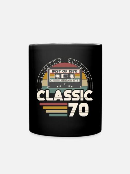 Born 1970 Retro Vintage Birthday - Full Colour Mug - black