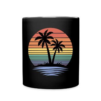 Tropical Island Palm Trees Beach Sommerurlaub - Tasse einfarbig - Schwarz - Vorne