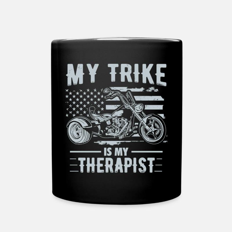 Trike Gift Ideas | Triker Motorcycle Trikes Biker - Full Colour Mug - black