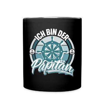 Segeln Papitän Papa Vater Segler segelboot - Tasse einfarbig - Schwarz - Vorne