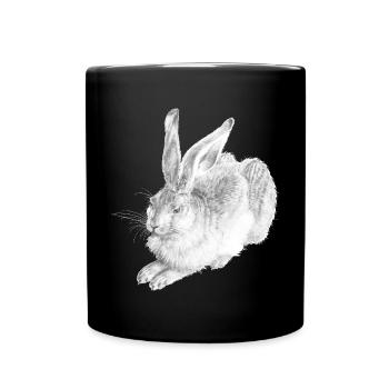 WHITE RABBIT | Schneehase nach Albrecht Dürer - Tasse einfarbig - Schwarz - Vorne