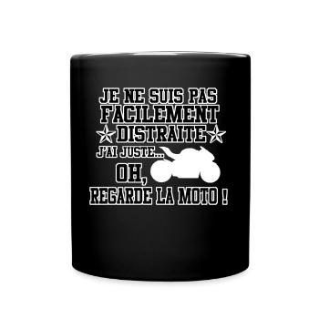 Je ne suis pas facilement distraite MOTO - Mug uni - noir - Devant
