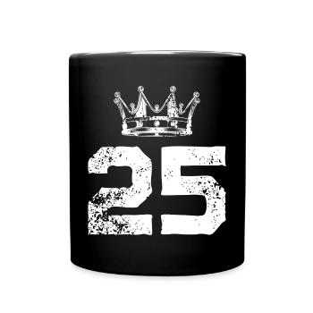 25 Zahl Krone - Tasse einfarbig - Schwarz - Vorne
