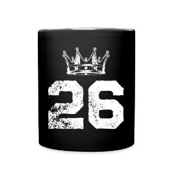 26 Zahl Krone - Tasse einfarbig - Schwarz - Vorne
