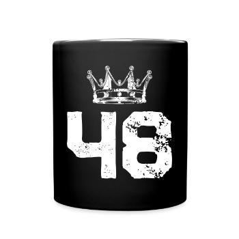 48 Zahl Krone - Tasse einfarbig - Schwarz - Vorne