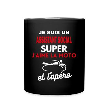 moto phrase drôle apéro ASSISTANT SOCIAL citation - Mug uni - noir - Devant