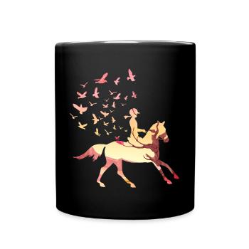 Équitation Oiseaux Nature Filles Femmes Chevaux - Mug uni - noir - Devant