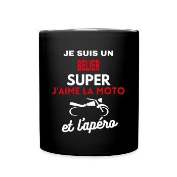 moto phrase drôle apéro BÉLIER citation - Mug uni - noir - Devant