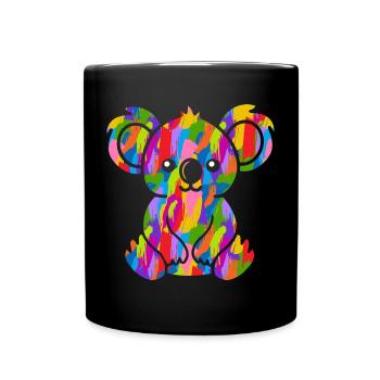 Koala Bunt Vintage Regenbogen Retro - Tasse einfarbig - Schwarz - Vorne