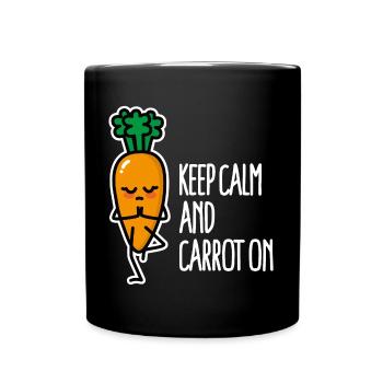 Jeu de mots de yoga drôle, Restez calme et la carotte - Mug uni - noir - Devant