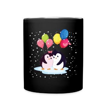 Penguins with Balloons - Full Colour Mug - black - Front
